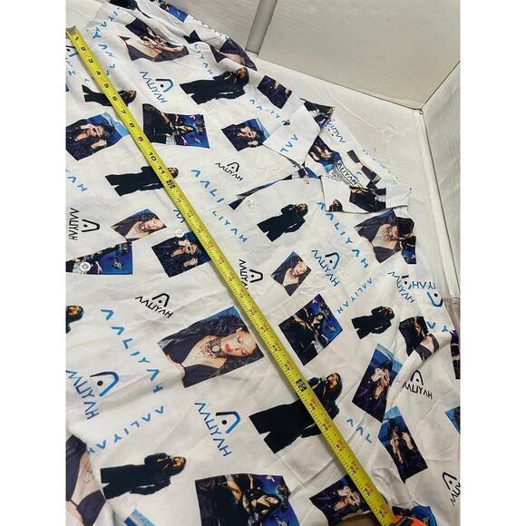 AALIAH BUTTON DOWN SHIRT SZ XXL PRINCESS OF R&B HIP HOP AALIAH PRINT ALL OVER - Picture 11 of 16